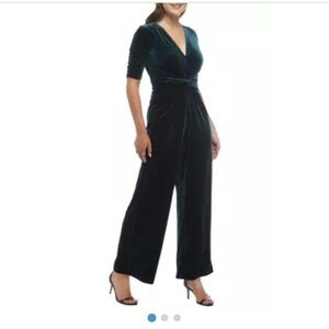 Vince Camuto Velvet Twist Front Jumpsuit Womens Size 14 New With Tag Green Chic